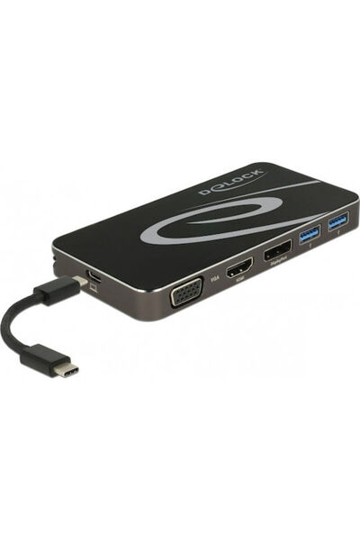DELOCK Σταθμός σύνδεσης USB-C με HDMI, DisplayPort, 4K, Power Delivery και σύ...