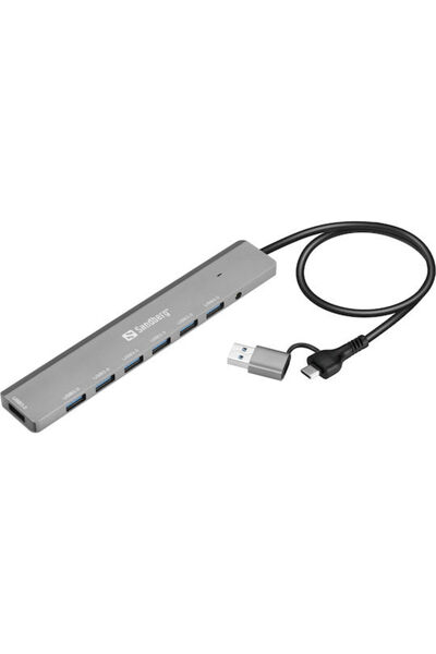 Sandberg Διανομέας USB 3.0 7 θυρών με σύνδεση USB-A Κωδικός Γκρι: 136-66