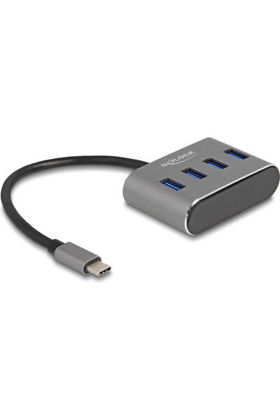 DELOCK Διανομέας USB 3.2 4 θυρών με σύνδεση USB-C Γκρι Κωδικός: 63223