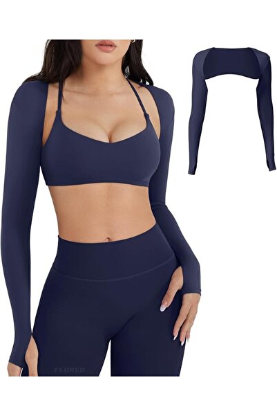 GENERAL YEOREO Women Crop Top Long Sleeve Bolero Open Front Workout Cropped S...