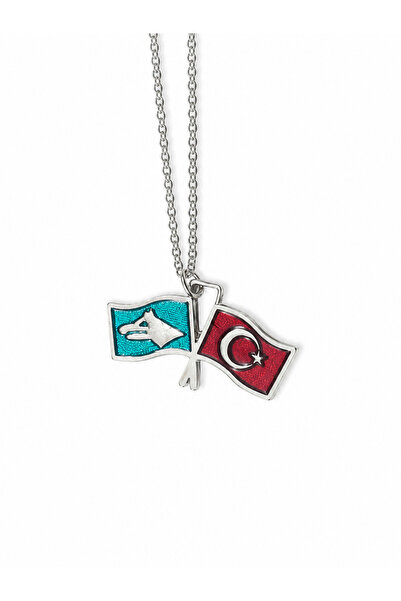 Mira Türk Bayrağı ve Bozkurt Figürlü Renkli Çelik Kolye – Ay Yıldız Tasarım