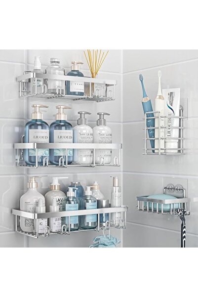 Telfun 5 Pack Shower Caddy Organizer Rack Shelf for Inside Shower, Adhesive B...