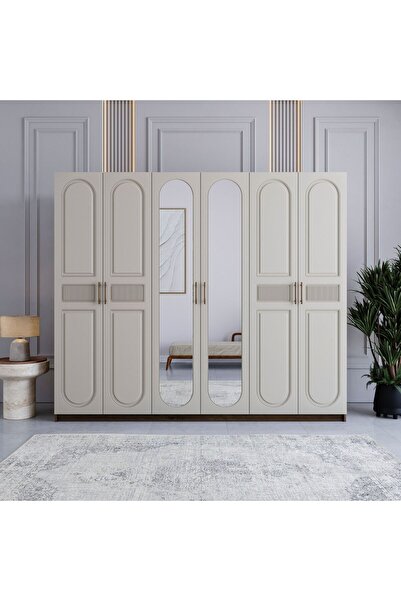 miracool Libra 6 Kapılı Dolap / %100 MDF / Modern Tasarım / 6 Kapaklı Gardırop