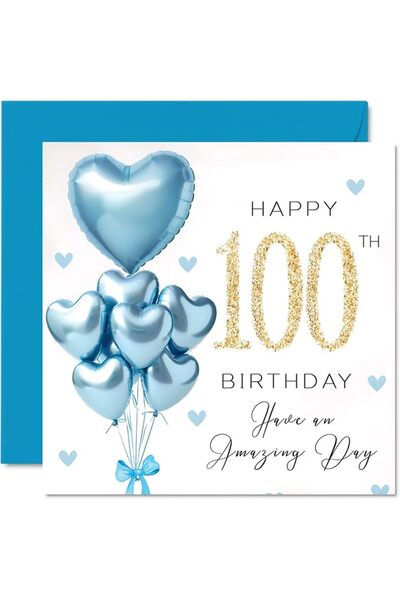 Stuff4 95th Birthday Cards for Men - Blue Glitter Balloons - Happy Birthday C...