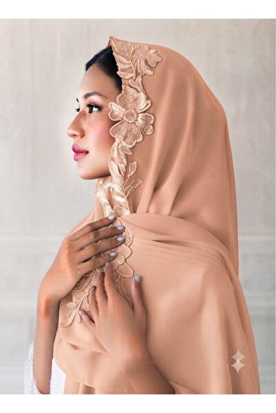 Veil Designer طرحه بوال نطريز الورد علي ثلاث اطراف من الطرحه تطريز يدوي قماش ...