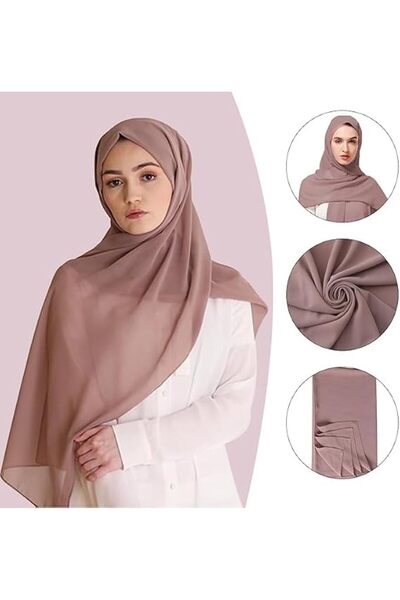 GENERAL Solid Color Bubble Chiffon Scarf for Women, Soft Lightweight Long Sca...