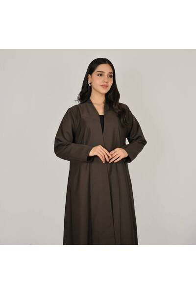 Generic Brand Brown Wrap-Around Abaya with a Flowy Cloche Cut and Practical P...