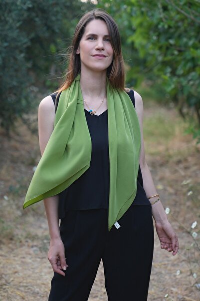Defne&Apollon İpekçilik 100% Silk Scarf – Dark Pistachio Green