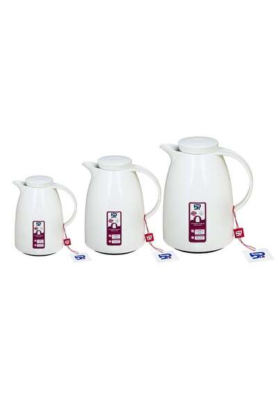 BASURRAH BP White Tea and Coffee Thermos Set 0.5 / 1 / 1.5 Liter