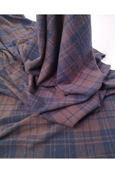 Kumaş Parça Navy Blue Brown Plaid Jacquard Interlock Fabric Soft and Stretchy...