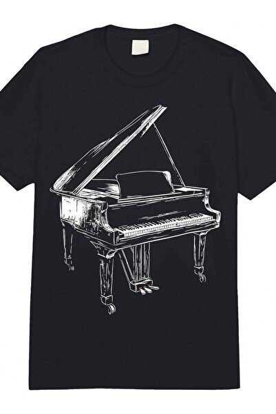 k222 Men's Heavyweight Grand Piano-Shirt - Vintage Musical Instrument Pattern...