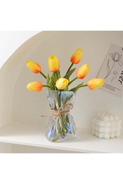 Arabest Small Glass Flower Vase,Irregular Clear,Modern Art Decorative,for Cen...