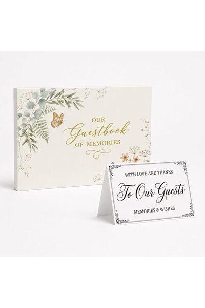 GENERAL arricraft Wedding Guest Book for Guests to Sign, Leaf Plants Butterfl...