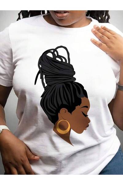 k222 [Graphic T-Shirt] Black & White Graphic Women's Casual Short Sleeve Crew...