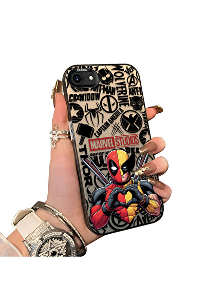 Hontinga iPhone SE 2020 Uyumlu Marvel Desenli Silikon Kenar Sert Arka Kılıf C...