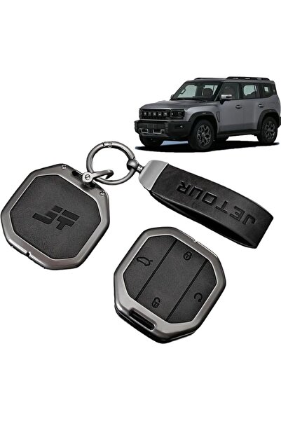 Generic Car Key Fob Cover with Leather Keychain Compatible with Jetour T1 T2 ...