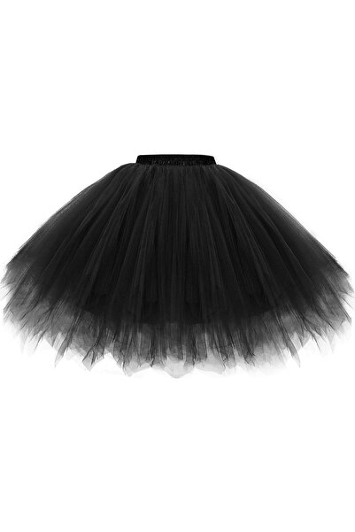 OEM Fustă Damelor Tulle Balet Tutu Petticoat Carnaval Negru L