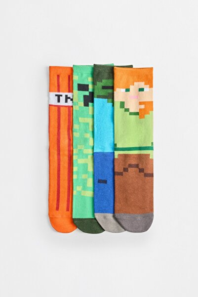 LEFTIES Minecraft uzun çorap (4'lü paket)
