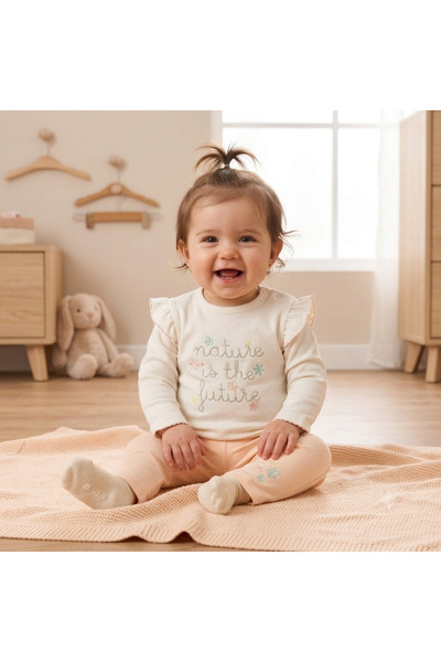 EDM Kidss طقم مكون من قطعتين مطرزتين من القطن بنسبة 100% للفتيات الصغيرات، بل...