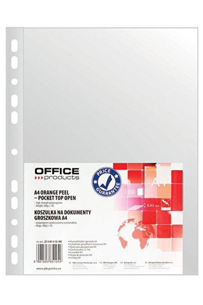 OFFICE products Folie Protectie Pentru Documente A4, 30 Microni, 100 Folii/Se...