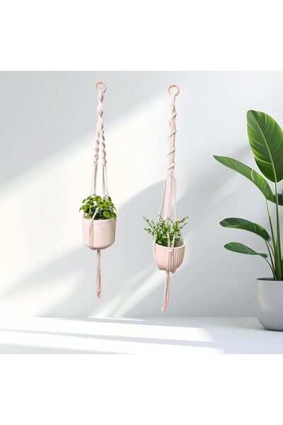 GENERAL Spiral Macrame Plant Hanger Indoor Hanging Planter Basket Decorative ...