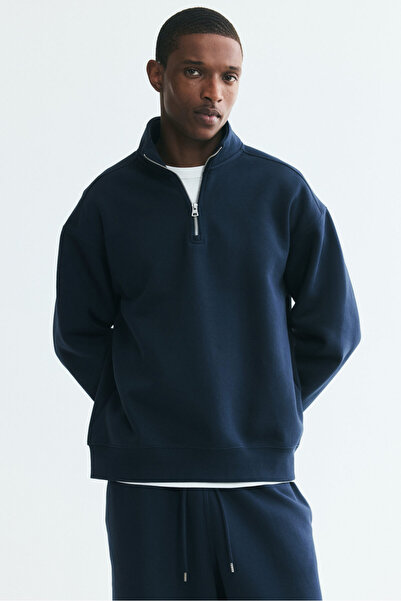 H&M Loose Fit Yarım Fermuarlı Sweatshirt