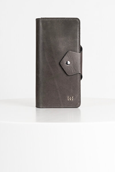 BAYDERİ Lehix Genuine Leather Wallet with Compartments Crazy Gray