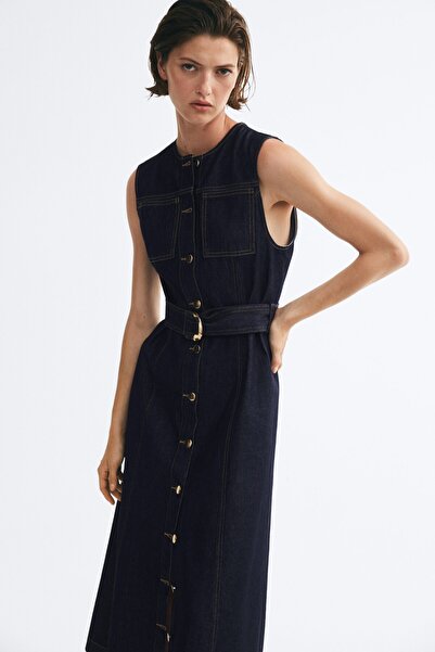 H&M Kemerli Kot Elbise