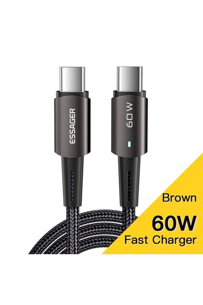 Choice ESSAGER 1m 60W Brown Essager PD100W 60W Type C C to C Cable Fast Charg...