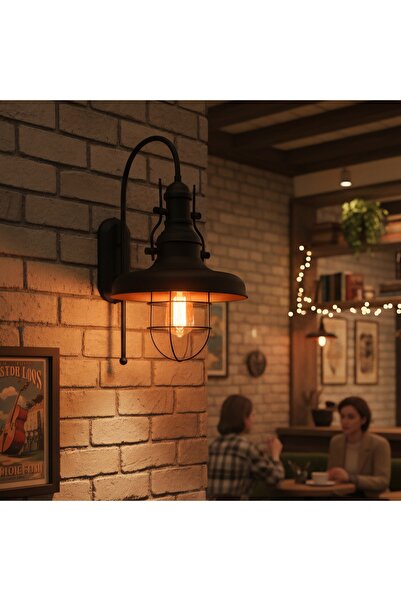 RTA114-101 Siyah Aplik Salon Hol Aydınlatma Aplik Cafe Restoran Butik Otel Duvar Aplik Retro Aplik