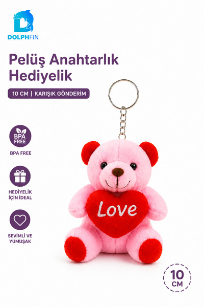 DolphFin Love Heart Plush Teddy Bear Keychain 10 cm Bag Ornament Gift