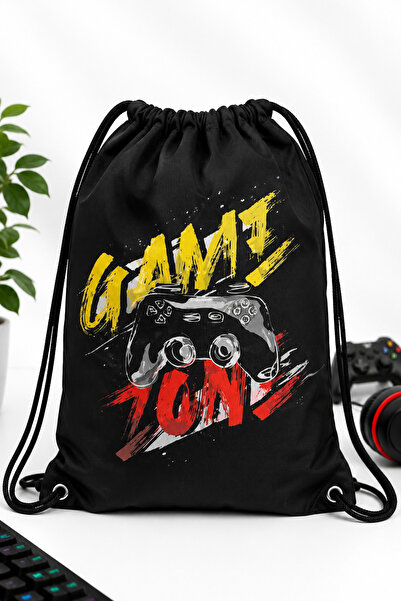 Generic Brand Săculeț Sport Gaming cu Șnur, Model Game On cu Controller, Negr...