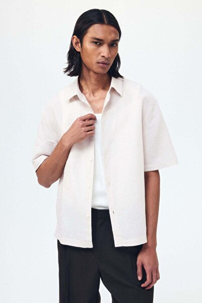 H&M Relaxed Fit Short-sleeved linen-blend shirt
