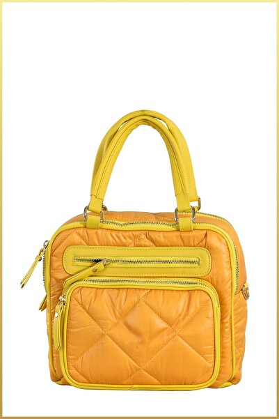 birizmoda Saly Women's Quilted Parachute Fabric Hand and Shoulder Bag - Yellow