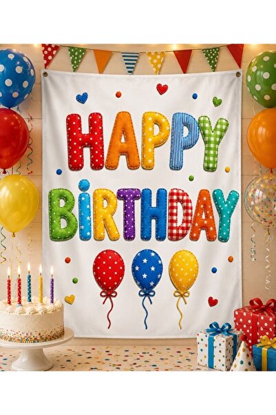 Big Party Cloth Banner Happy Birthday Colorful 100*150