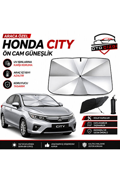 Oto Çizgi Honda City Şemsiye Tip Ön Cam Güneşliği Katlanabilir UV Korumalı Ar...