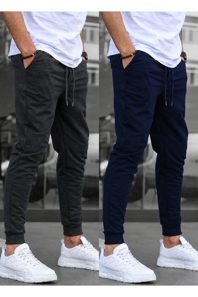 TORUK MAKTO Set of 2 Unisex Ribbed Leg Sweatpants Jogger Comfortable Fit Dail...