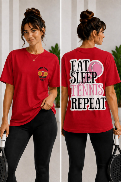 VODEXA Unisex Oversize Tennis Printed T-Shirt 100% Cotton Tennis Themed Comfo...