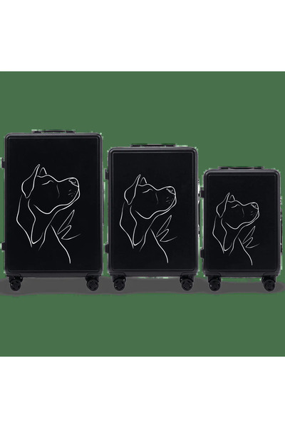 WINGS BRAND Set de 3 valize Wings ABS+ Personalizate BLACK DOG