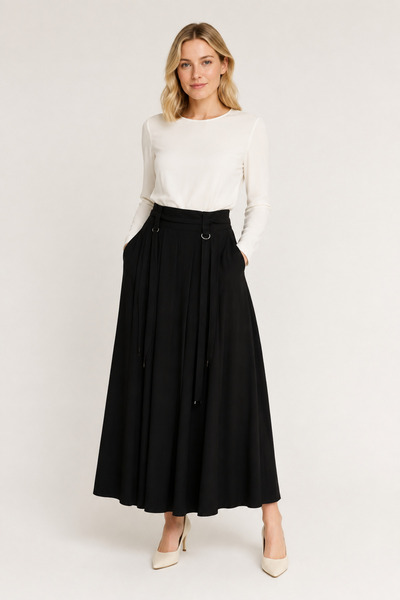 SELAM Segmented Flared Black Skirt 4880