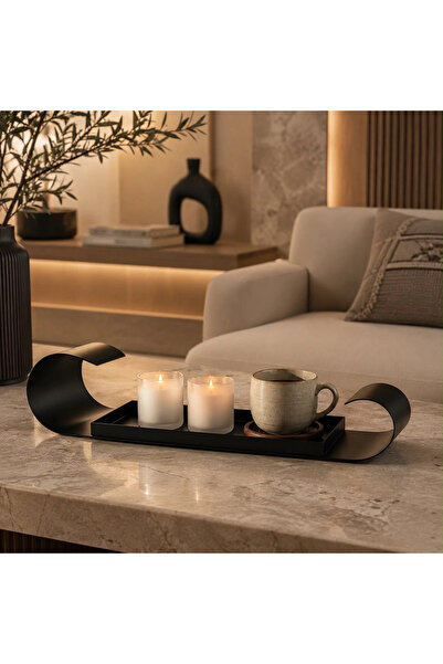 laverahome Modern Luxury Design Rectangular Serving Tray with Elegant Curved ...