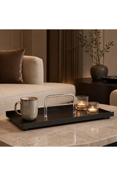 laverahome Modern Luxury Design Rectangular Serving Tray and Organizer Black ...