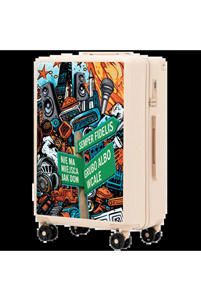 WINGS BRAND Valiză Medium Wings ABS+ 24 " Personalizată Pih ALB MURDAR