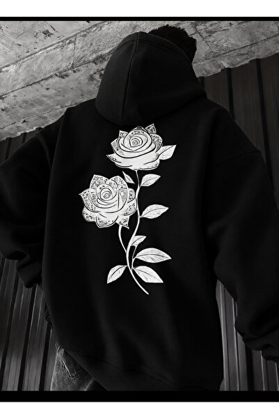COMANCHERO Unisex Shadow Rose Printed Winter Hooded Sweatshirt