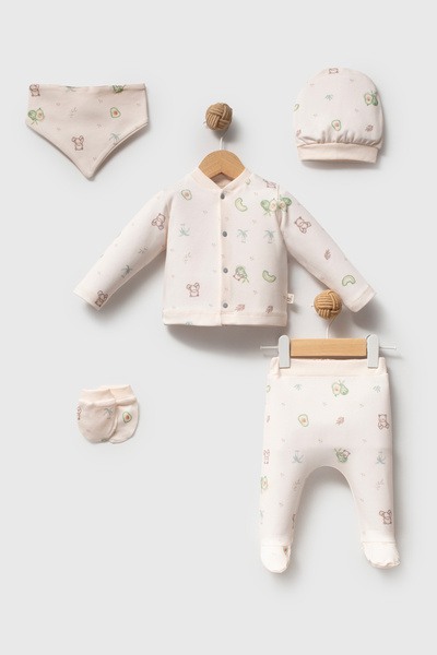 hhoneybaby مجموعة خروج من المستشفى مكونة من 5 قطع من القطن العضوي بنسبة 100% ...