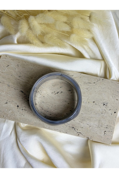 gns jewellery Gri Asimetrik Kesim Kemik Bilezik