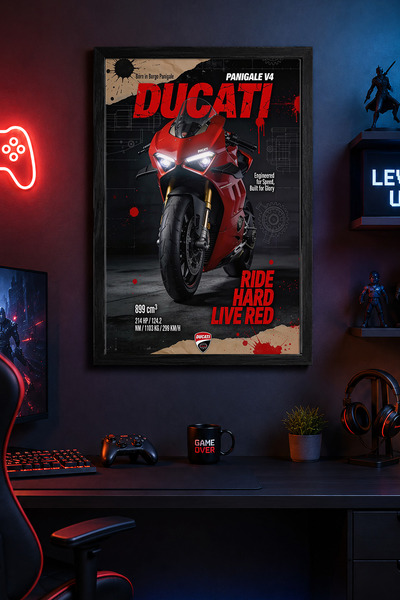 Charmbi Ducati Panigale V4 Wooden Framed Poster Gift Wall Art Premium Print 1...