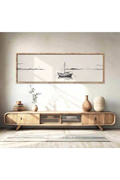 woodhomeworks Tek Parça Gerçek Ahşap yatay Panorama Çerçeveli Tablo
