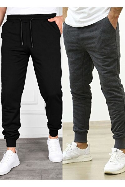 TORUK MAKTO Set of 2 Unisex Ribbed Leg Sweatpants Jogger Comfortable Fit Dail...