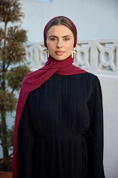 Birgül Bektaş Bordo Şifon Şal
